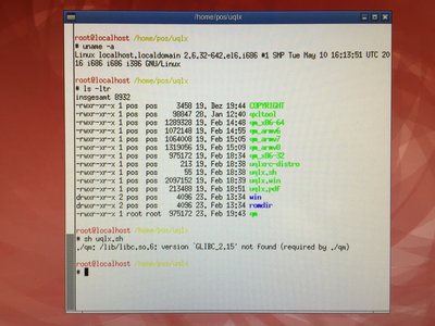 uQLx 2017 fails to start on CentOS v6.8 32-bit on a Core i5-6200U based system.